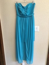 David's Bridal Turquoise Strapless Dress Size 14
