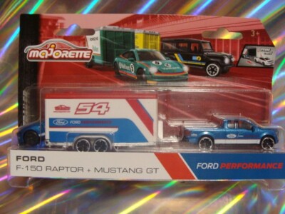 Majorette Ford F-150 Raptor & Mustang GT Performance Race Trailer ovp/neu 1:64