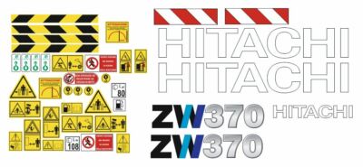 Hitachi ZW370 Decals (Aufkleber) Klebstoff, Komplett-Set