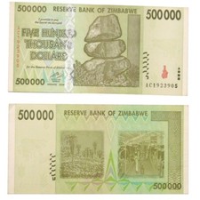 Zimbabwe 500 Thousand 500000 Dollars 2008 Banknote VF-EF Circulated P-76