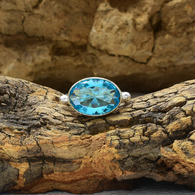 Gorgeous Swiss Blue Topaz Gemstone 925 Sterling Silver Handmade Ring ...