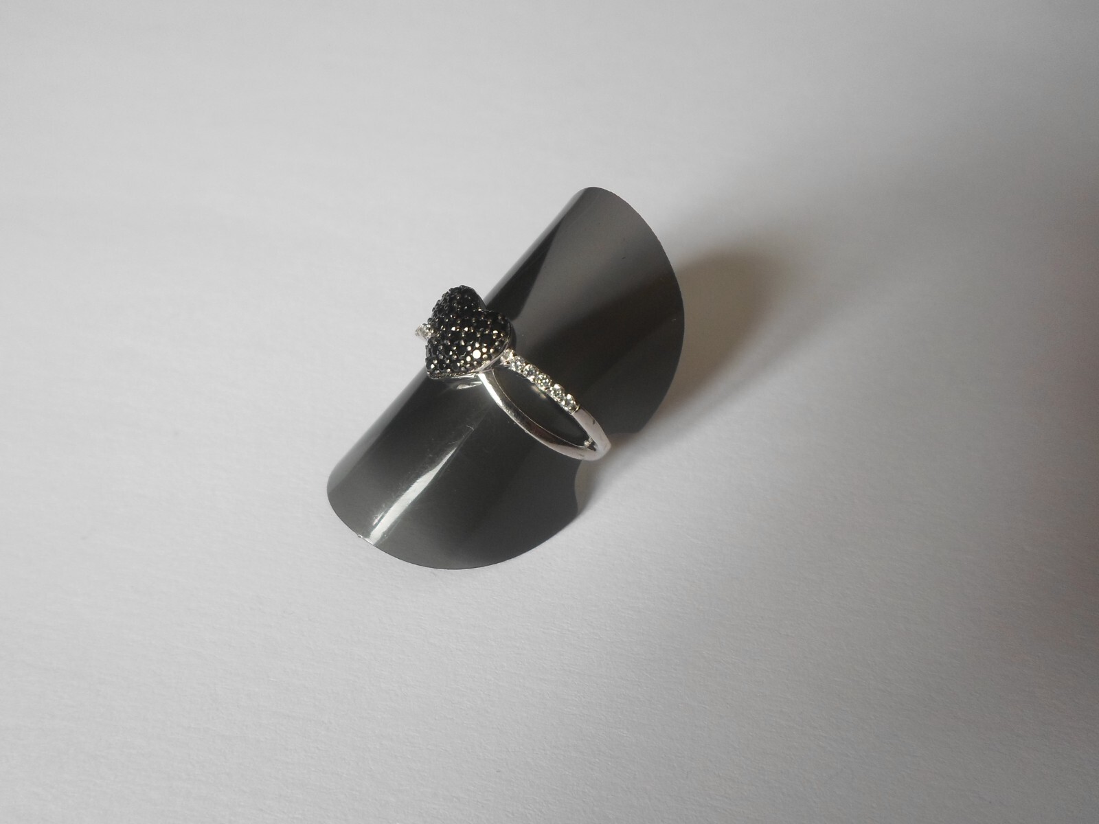 solid silver ring, cross, heart, black and white … - image 9