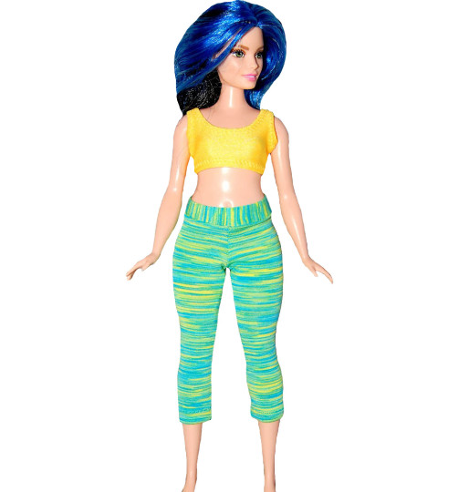 Yoga Pants made for Curvy  Fashion Fashionista Doll Clothes TKCT Green Stripe-image