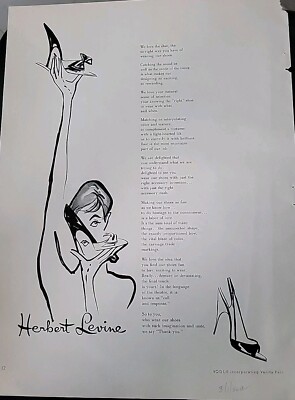 1956 Herbert Levine Women's shoes vintage fashion art  ad