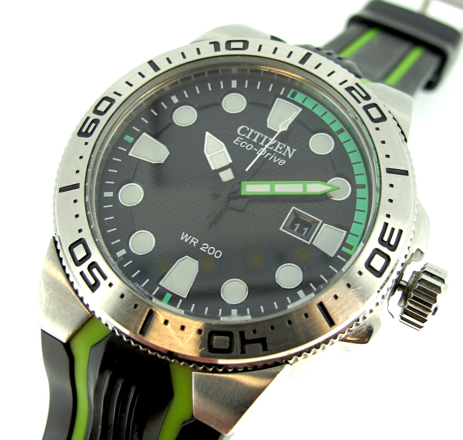 Citizen Eco Drive E168 S Wr0 Date Quartz Stainless Steel Watch 45 Mm Ebay