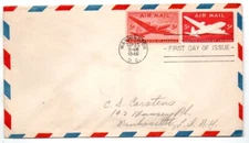 US 1946 5c Airmail Postal Stationery Envelope + 5c Airmail Stamp FDC