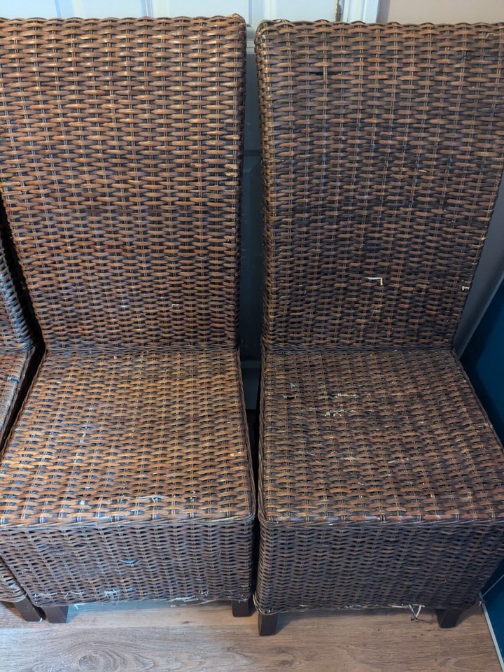 8 x rattan high back wood dining chairs brown eBay