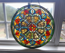 Tiffany Style Round Stained Glass Window Suncatcher - Handmade 16 inch diameter