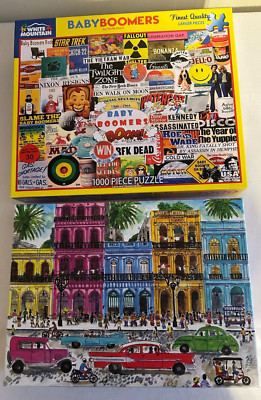 2 White Mountain/Galison 1,000 Pc Puzzles-Baby Boomers & Cuba Artwork