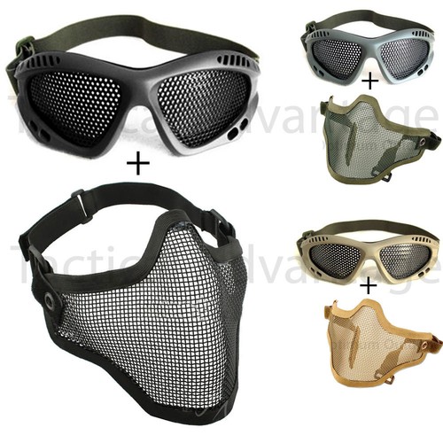 Airsoft Wire Mesh Mask and Goggles Full Face Protection Glasses Skirmish Strike