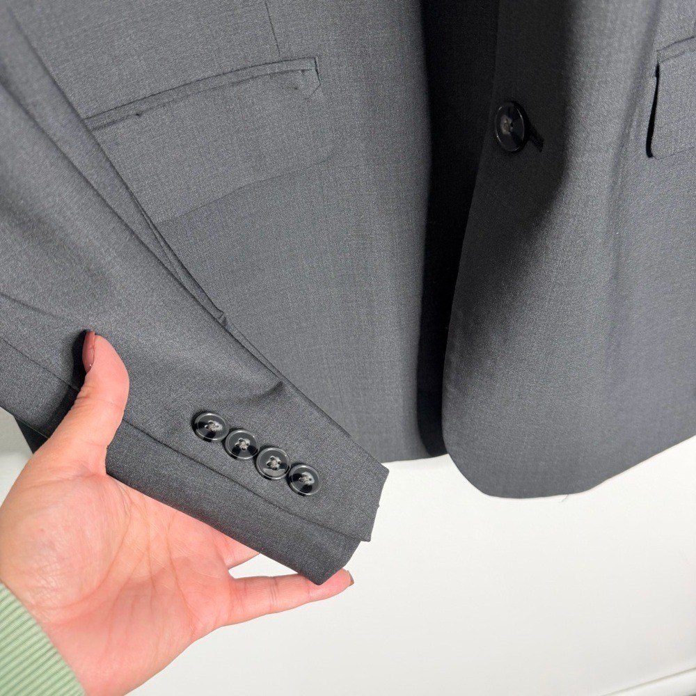 Calvin Klein Men Gray Solid Wool Stretch Blazer S… - image 9