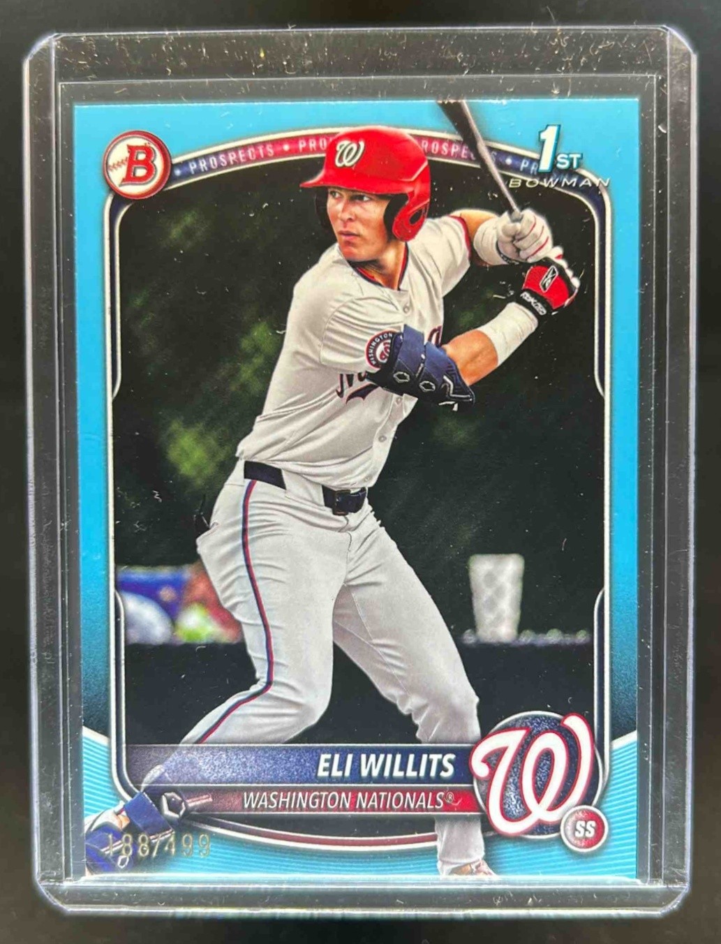 2025 Bowman Draft Eli Willits Sky Blue Border 1st Prospect #/499 Nationals