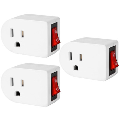 Grounded Outlet with on off Switch Wall Tap Adapter Single Outlet Power...