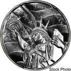Elemetal Mint American Landmarks Liberty Island 2 oz .999 Silver UHR Art Round