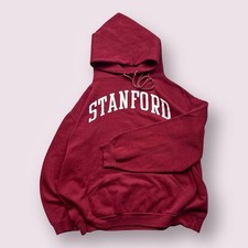 Vintage Men’s Stanford Cardinals College Spellout Hoodie 90s Sz L Red USA Made