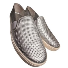 Vince Blair Slip On Sneakers Silver Metallic Leather Women's 8M EU 38.5