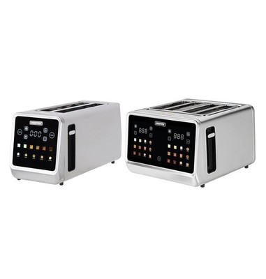 GEEPAS DIGITAL 4-Scheiben-Toaster extra breite lange Schlitze für Krümel Bagels