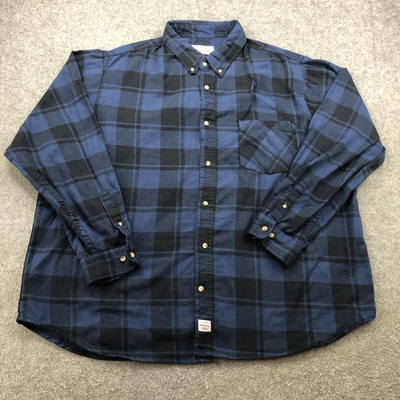 #ad Rural King Shirt Mens 3XL Blue Plaid Flannel Long Sleeve Button Front Casual $24.95