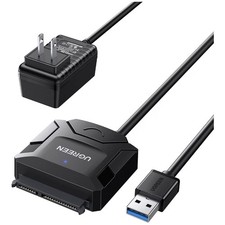 UGREEN USB 3.0 to SATA Adapter for 2.5/3.5" Hard Drives, Plug and Play, Black
