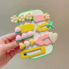 14-8Pcs/Set Candy Color Cartoon Bowknot Flower Hair Clips Baby Girls Yellow Pink