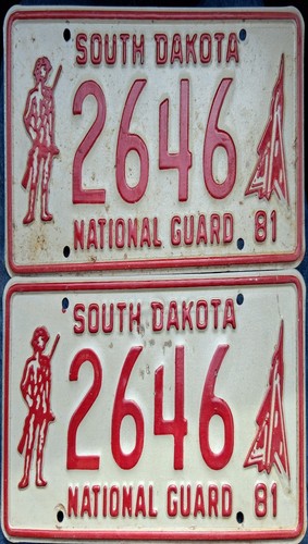 1981 81 South Dakota License Plates Plate Pair Set National Guard