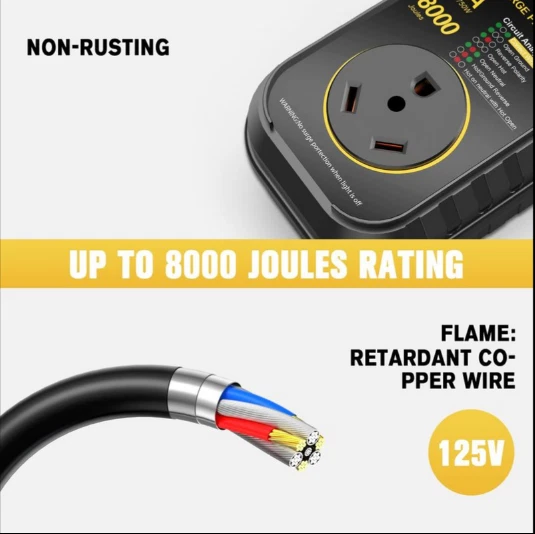 Protector contra sobretensiones GEARGO RV/8000 julios 30 amperios con pantalla LED inteligente impermeable Foto 3 de 4