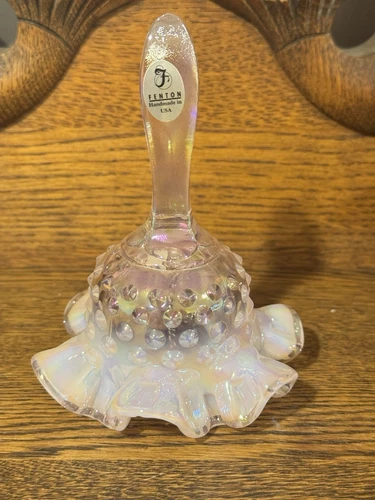 Vintage Fenton Pink Opalescent Hobnail Pattern Carnival Glasss Bell