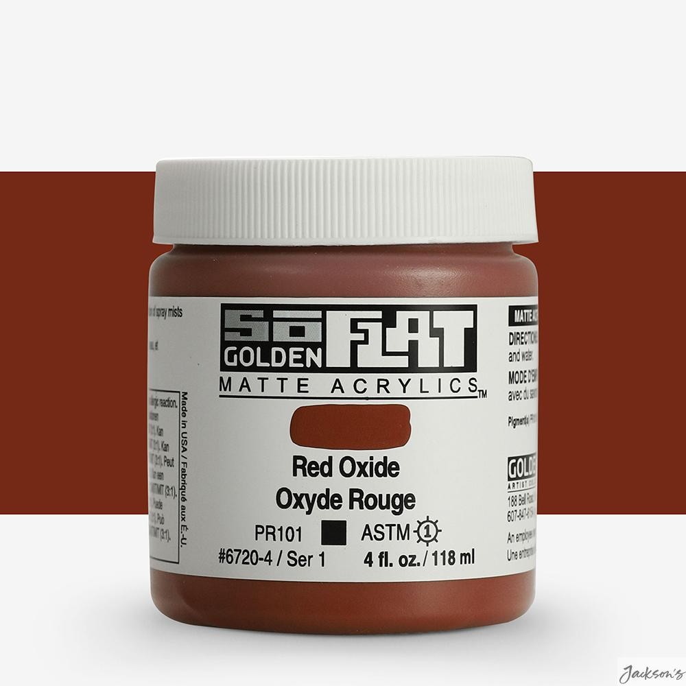 Golden SoFlat Matte Acrylic Paint 118ml Red Oxide For Fine Art Illustration