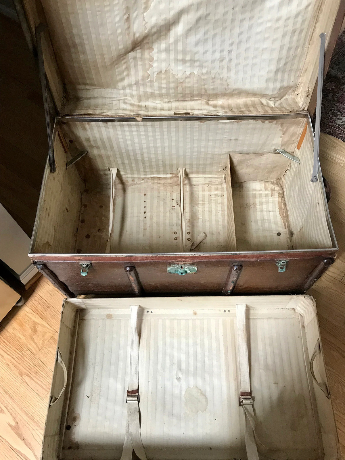 Antique Curved Chest | Canvas Steamer Trunk | Treasure Chest | Rustic Storage