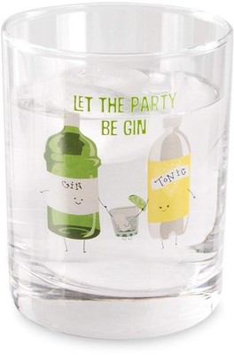 Pavilion Let The Party Be Gin Green Low Ball Rocks Glass, 11 oz, Green