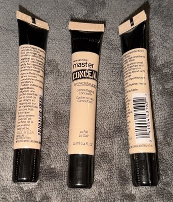 3x  Maybelline Master Conceal Concealer - Fair 10 - New N Sealed Made in USA