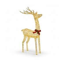 Image of 127cm Gold Rattan 450 WW LED Christmas Reindeer Outdoor Decoration