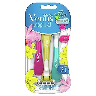 Gillette Venus Tropical Disposable Razors for Women, 3 Count