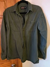 Jesse James Industrial Work Wear Long Sleeve Shirt Choppers M Olive Green EUC