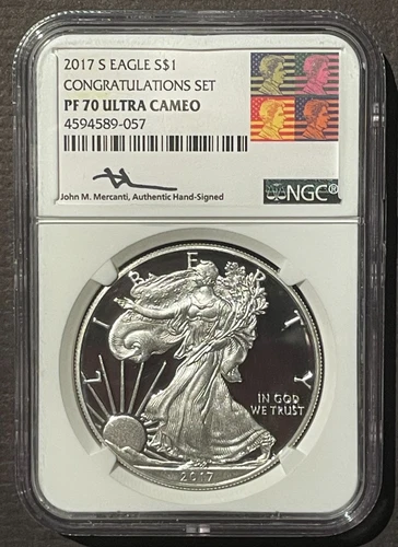 2017-S $1 SILVER AMERICAN EAGLE Congratulations Set NGC PF70 : MERCANTI  07362