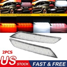 Red Rear White Bumper Reflectors Brake Lamp Wstrobe Flash For 13-15 Honda Civic