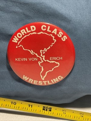 RARE - World Class Wrestling - Kevin Von Erich Button Pinback - 3-1/2 