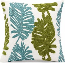 Embroidered Tropical Design Throw Pillow with Insert Included, 18x18 Inch