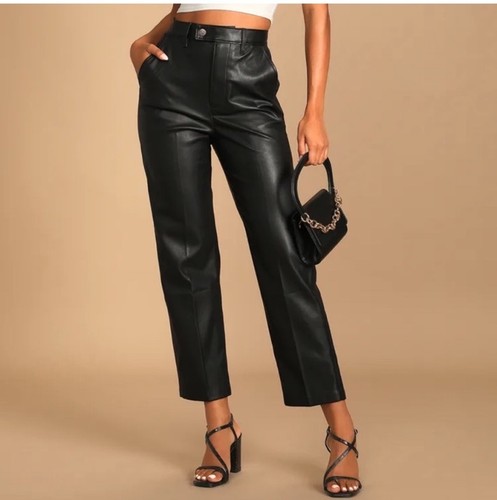 Levi's Math Club Slacks Faux Leather Black High Waisted Straight Leg Size 23