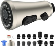 Universal Kitchen Faucet Sprayer Head, 15 Adapters, 3-Modes, Brushed Nickel ...