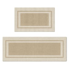 Artoid Mode Beige Absorbent Rectangle Non-Skid Kitchen Mats Set of 2, Home Ma...