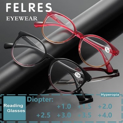 Women Classic Oval Magnification Reading Glasses Clear Lens Presbyopic Glasses