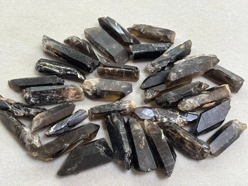 1/2LB  Dark Smokey Morion Quartz Rough Black Smoky Crystal Terminated Points