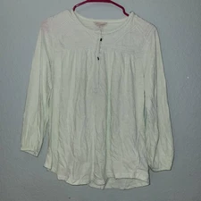 Lucky Brand Blouse Womens sz M Mint Green Peasant Detail Long Sleeves Boho Chic