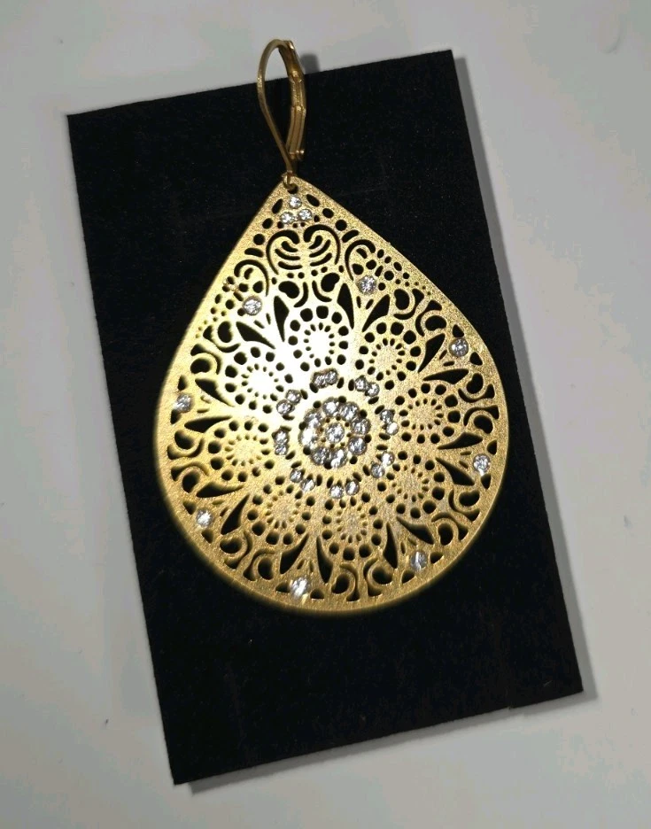 Pendiente Catherine Popesco Grande Filigrana Lágrima Gota Foto 2 de 4