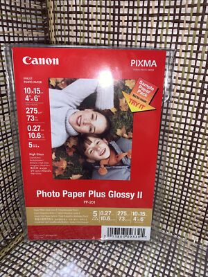 Canon Photo Paper Plus Glossy II  4x6  5 Sheets PP- 201 12 Individual Packs