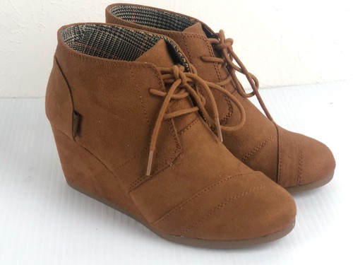 Bongo Marrón Cuña Botines De Encaje Talla 6 | eBay