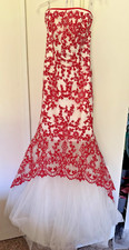 Tiffany Red/White Stunning Mermaid Pageant Gala Gown Dress sz 6