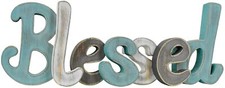 Rustic Wood Blessed Sign -Decorative Multicolor Cutout Word Sign Wall Decor