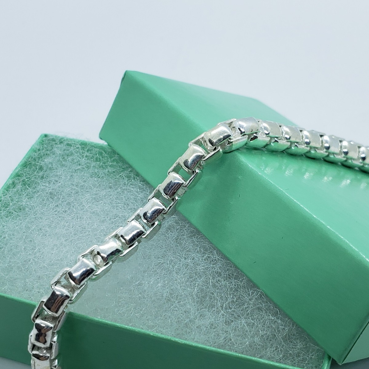 925 Sterling Silver Round Box Chain Necklace Bracelet Heavy Italy